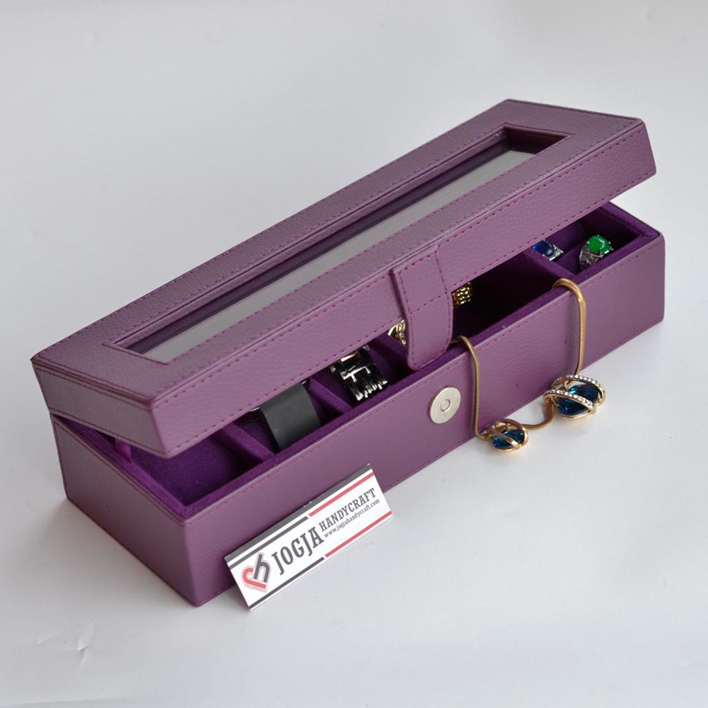 Box Tempat Jam Tangan isi 3 + Tempat Perhiasan &amp; Aksesoris Purple / Watch box organizer