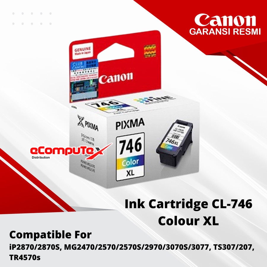 CARTRIDGE CANON CL 746 XL COLOR / TINTA CATRIDGE CANON CL746XL COLOUR ORIGINAL - RESMI