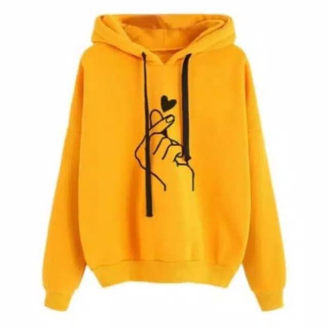 Jaket hoodie sweater .finger heart,saranghae jaket distro.hoodie wanita.hoodie distro.Sweater wanita