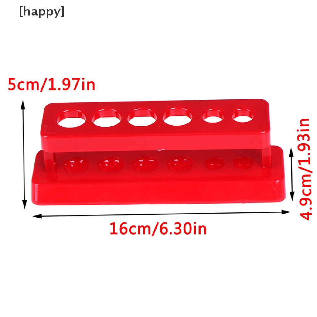 Rak Stand Holder Tabung Reaksi 6 Lubang Bahan Plastik Warna Merah Untuk Laboratorium