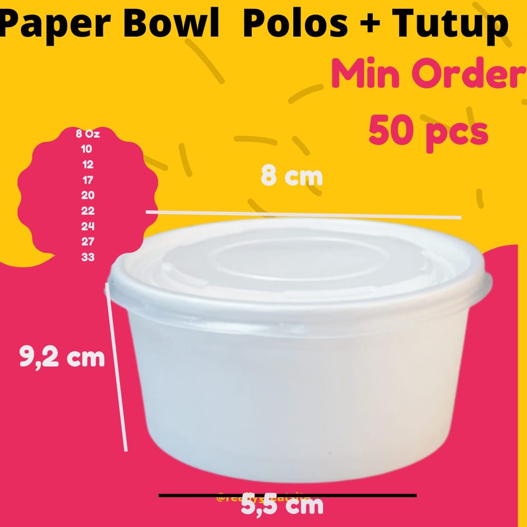 Mangkok Mangkuk Wadah Tempat Paper Papper Cup Rice Bowl Plus Tutup PLastik Keramik Kertas Ayam Jago 