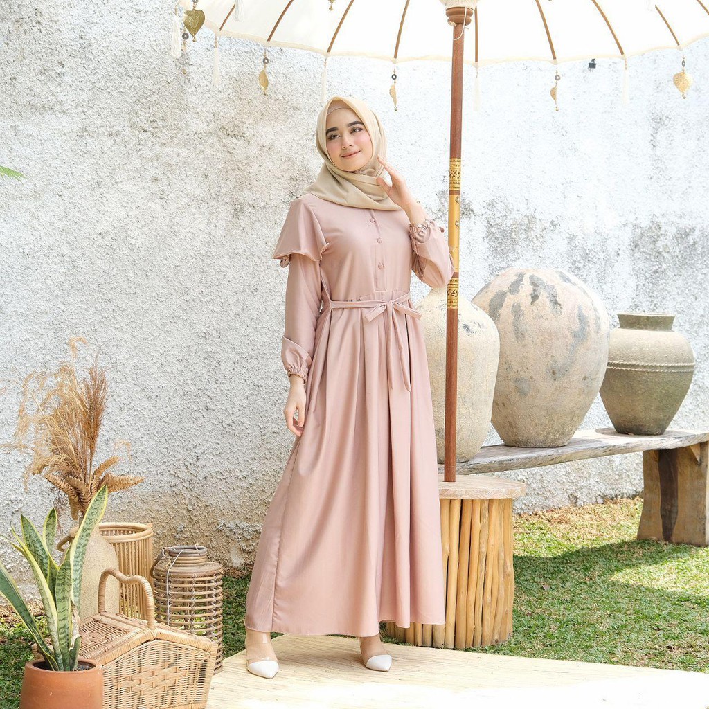 Alanda Button Dress/Dress Busui/Dress Ld 100/Gamis Polos Busui/Gamis Lebaran