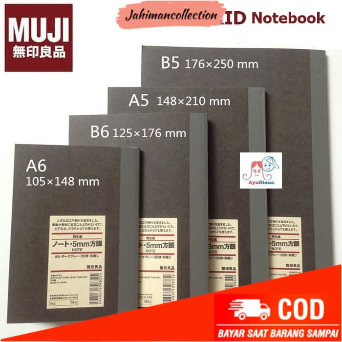 

✨ BISA COD ✨ MUJI - Grid Notebook - buku catatan kotak - notes - A6