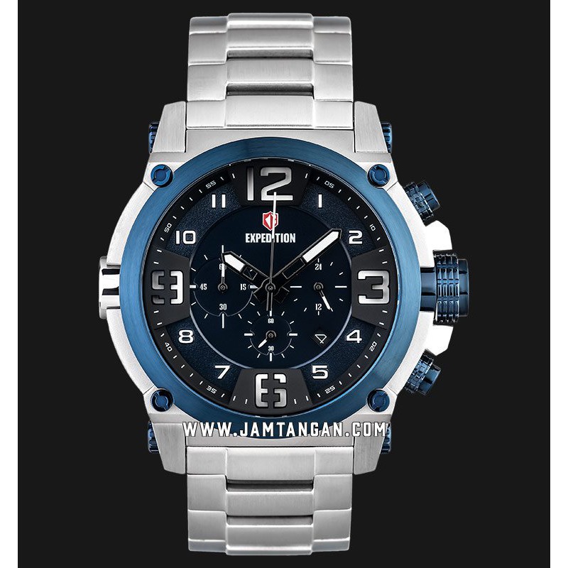 Expedition E 6605 MC BTUBU Chronograph Men Blue Dial Stainless Steel Strap