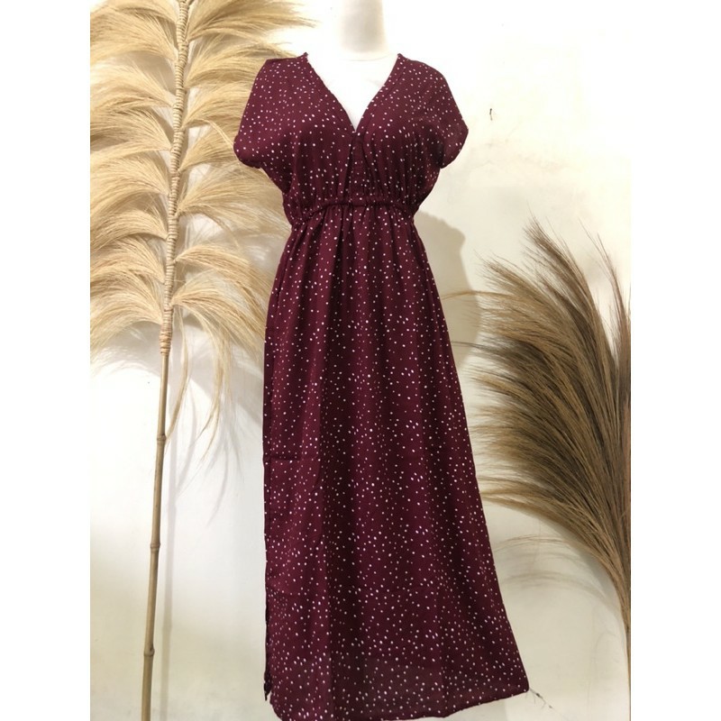 Dress Manohara Bali Panjang Mawar-Spot Maron