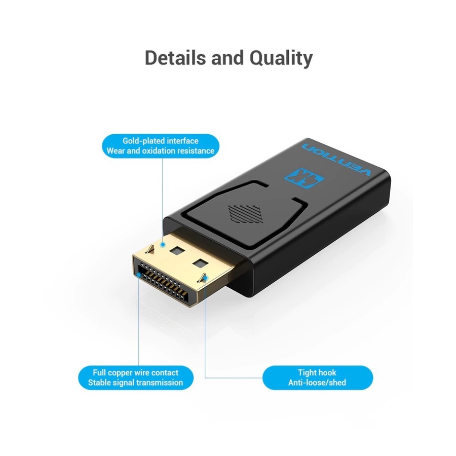 Vention Displayport to HDMI Converter Adapter 4K 1080P HD HBP HBK