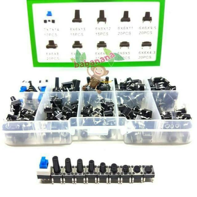 180pcs Tactile Push Button Switch Micro Momentary Tact Assorted Kit
