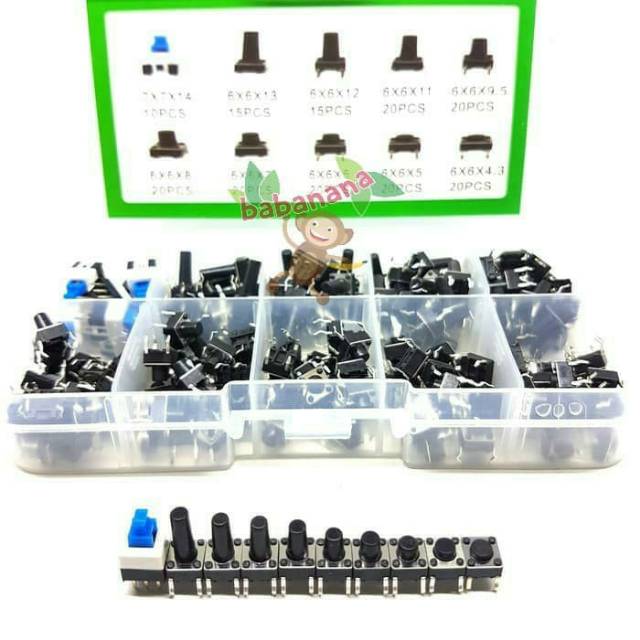 180pcs Tactile Push Button Switch Micro Momentary Tact Assorted Kit