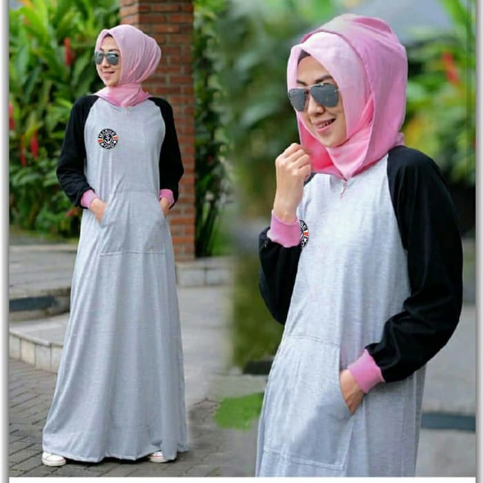 MAXI HOODIE SPORTY AZKIYA / GAMIS SPORTY BUSUI BABYTERRY WANITA