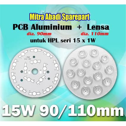 Ready Stok PCB LED Round Aluminium HPL 15W 90mm   Lensa 110mm Diskon