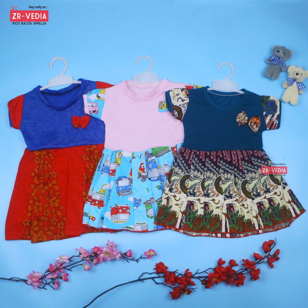 Dress Karin uk 1-2 Tahun /  Anak Perempuan Dres Lengan Murah Pesta Baju Gaun Pesta Import Baby