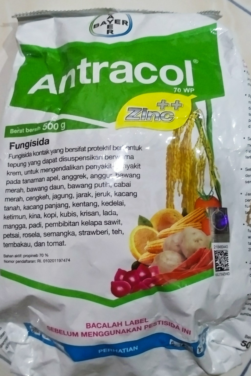 Fungisida Antracol 70 Wp Zinc Kemasan Pabrik 250 Gram