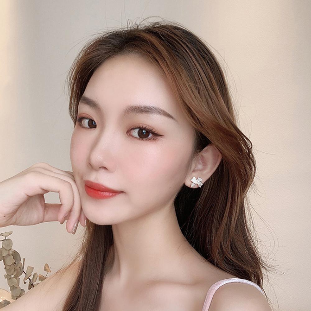 Needway Anting Busur Kristal Manis Lucu Kecil Untuk Perhiasan Fashion Wanita Gadis