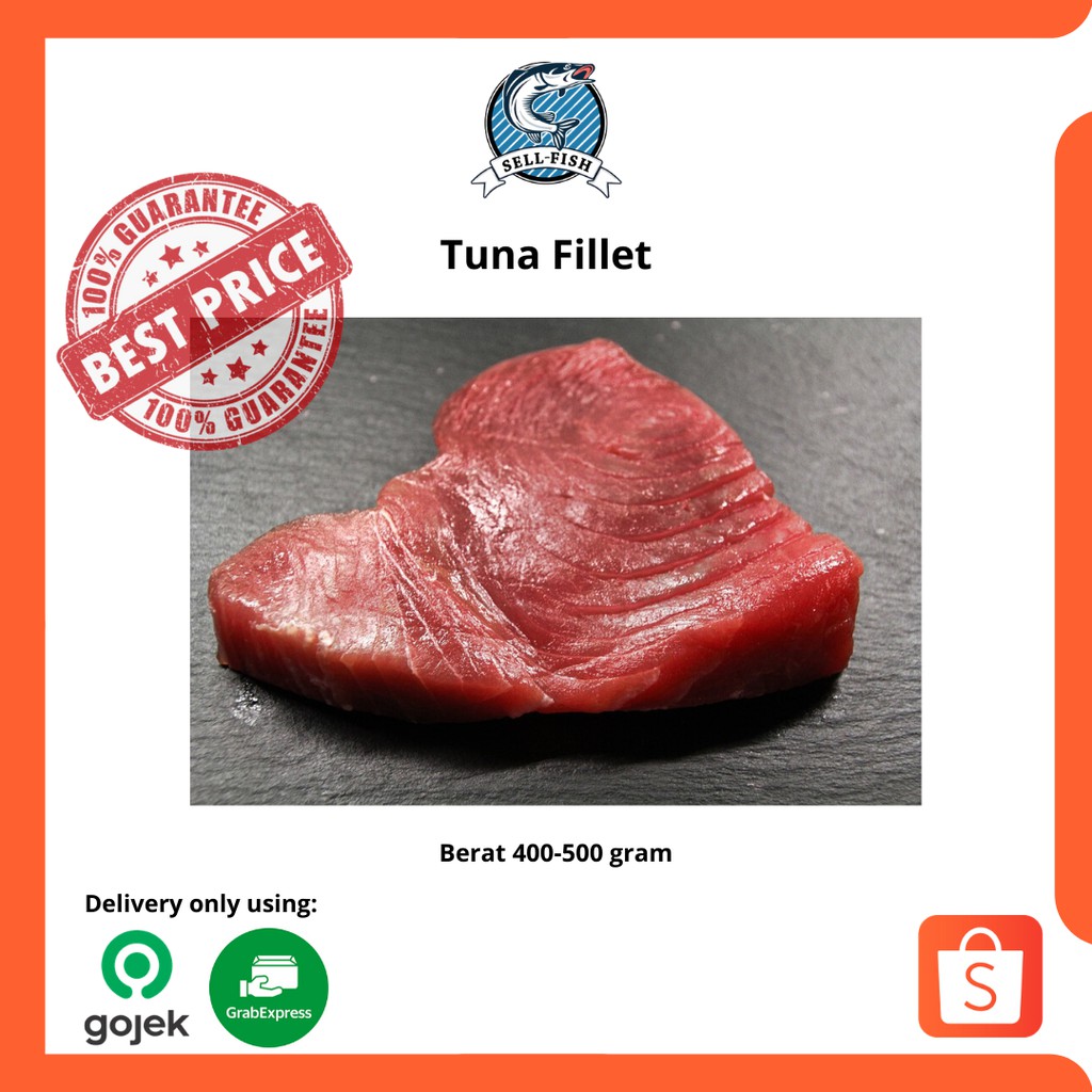 

IKAN TUNA FILLET 500 GR FROZEN FOOD JAKARTA BONELESS HIGH QUALITY CUT SAKU PORTION