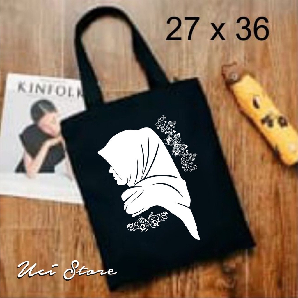 ( PAKAI RESLETING) TOTE BAG WANITA // SABLON KUAT &amp; RAPI ( TOKO UCI)