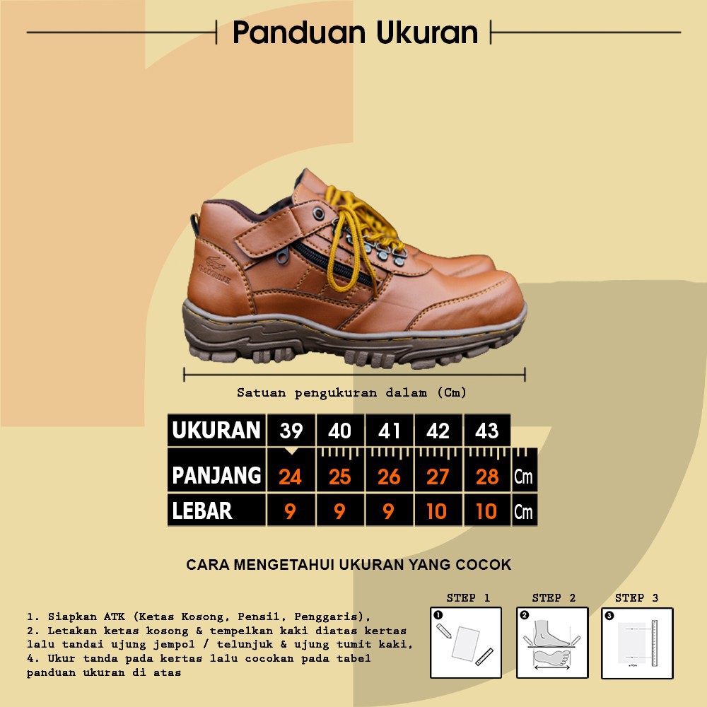 Sepatu Safety Boots Proyek Ujung Besi - Septy Shoes Boot - Septi Kerja Lapangan Kulit Sintetis Tali - Sepatu Boots Crocodile MORISEY