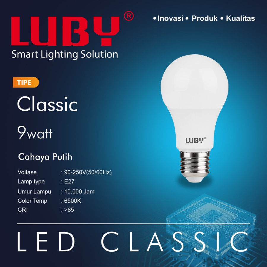 Lampu LED 9 Watt Luby Classic 9W Cahaya Putih Lampu Bohlam 9 Watt