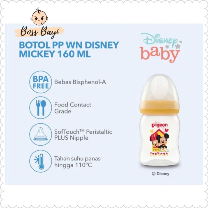 Pigeon Botol Dot Peristaltic Plus Wide Neck 160ml Mickey