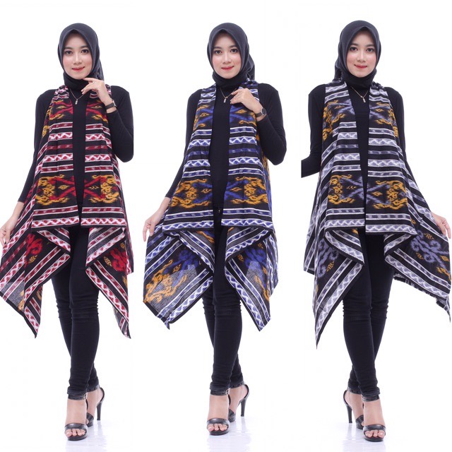 3 Warna Vest TL Aserehe Songket #1 Batik Tenun Luaran Kerja Outerwear Muslim Kardigan Kantoran Casual Cardi