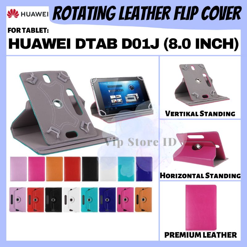 TABLET TAB HUAWEI DTAB D01J D-01J 8 INCH ROTATE FLIP BOOK COVER CASE CASING SARUNG KESING FLIPCASE