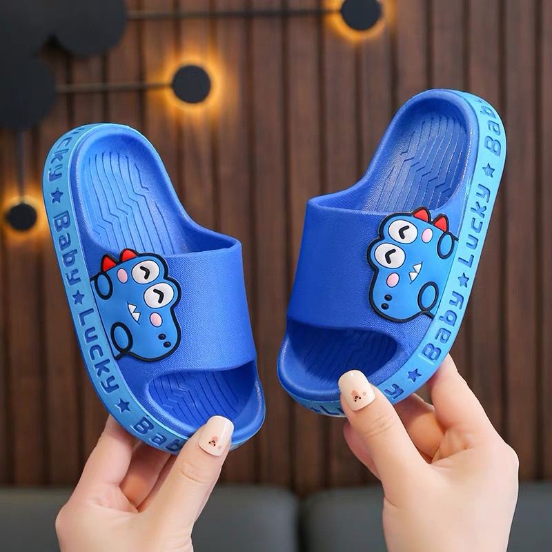 SANDAL RUMAH SLOP DINO DINOSAURUS BIRU SANDAL KAMAR KARET ANAK LAKI LAKI KARAKTER