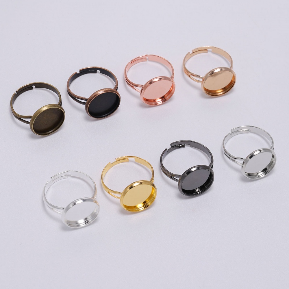 10PCS Basis cincin kosong / baki permata cincin yang dapat disesuaikan