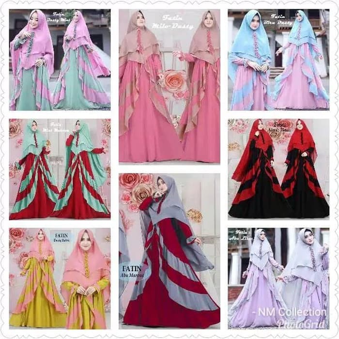 Baju gamis syar i berkualitas set kerudung NEW TERBAIK
