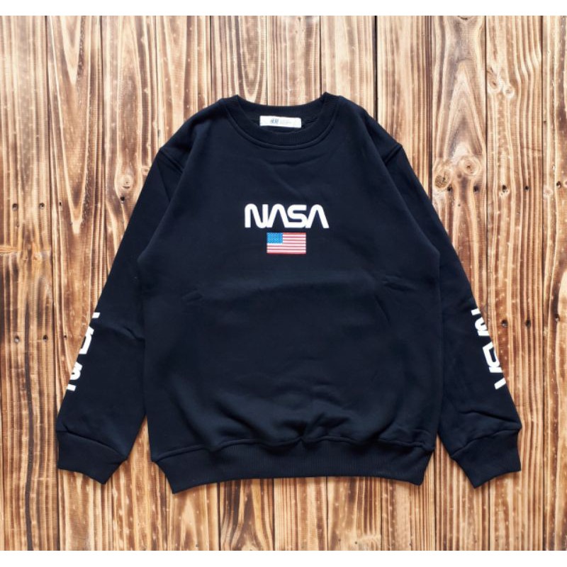 Crewneck Sweater Nasa USA Hitam