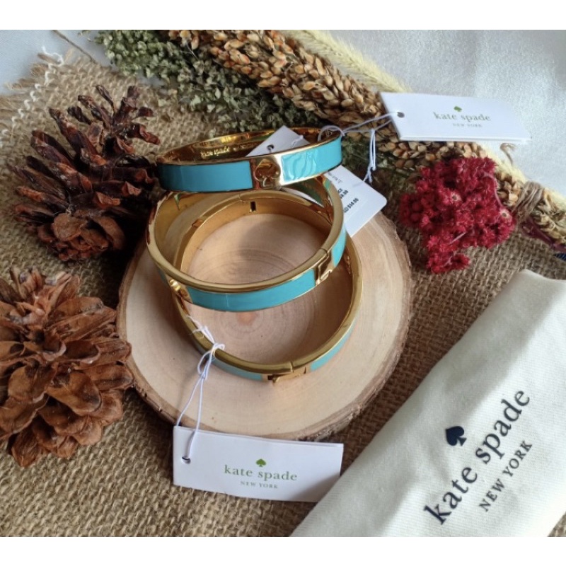 Kate Spade Hole Punch Spade Hinge Bangle Turquoise AUTHENTIC
