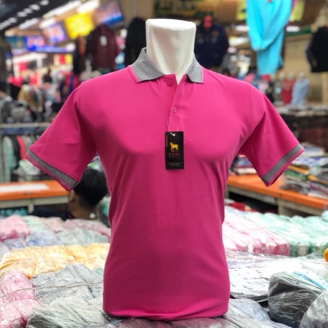 DXBL Kaos Polos Wangki kerah katun Pink Fuschia