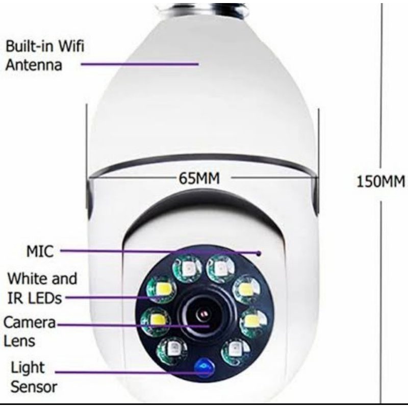 IP CAMERA CCTV V380PRO AUTO TRACKING PANORAMIC BOHLAM LIGHT BULB