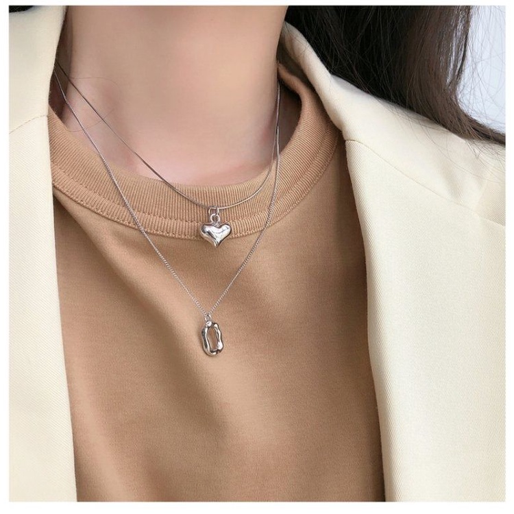 Dingin gaya minimalis sterling silver kalung wanita tidak teratur ring donat cinta liontin online in