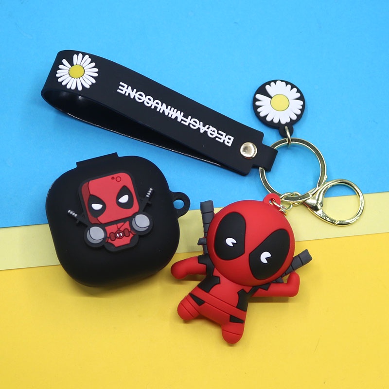 Case Earphone Desain Kartun Marvel Dengan Gantungan Kunci Untuk Samsung Galaxy Buds Live / Buds Pro