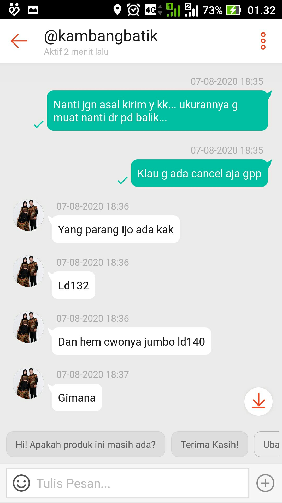 Bswart Batik Hrb026 Kenongo Hem Pendek Padi Pekalongan M L Xl Batik Pria Murah Modern Grosir