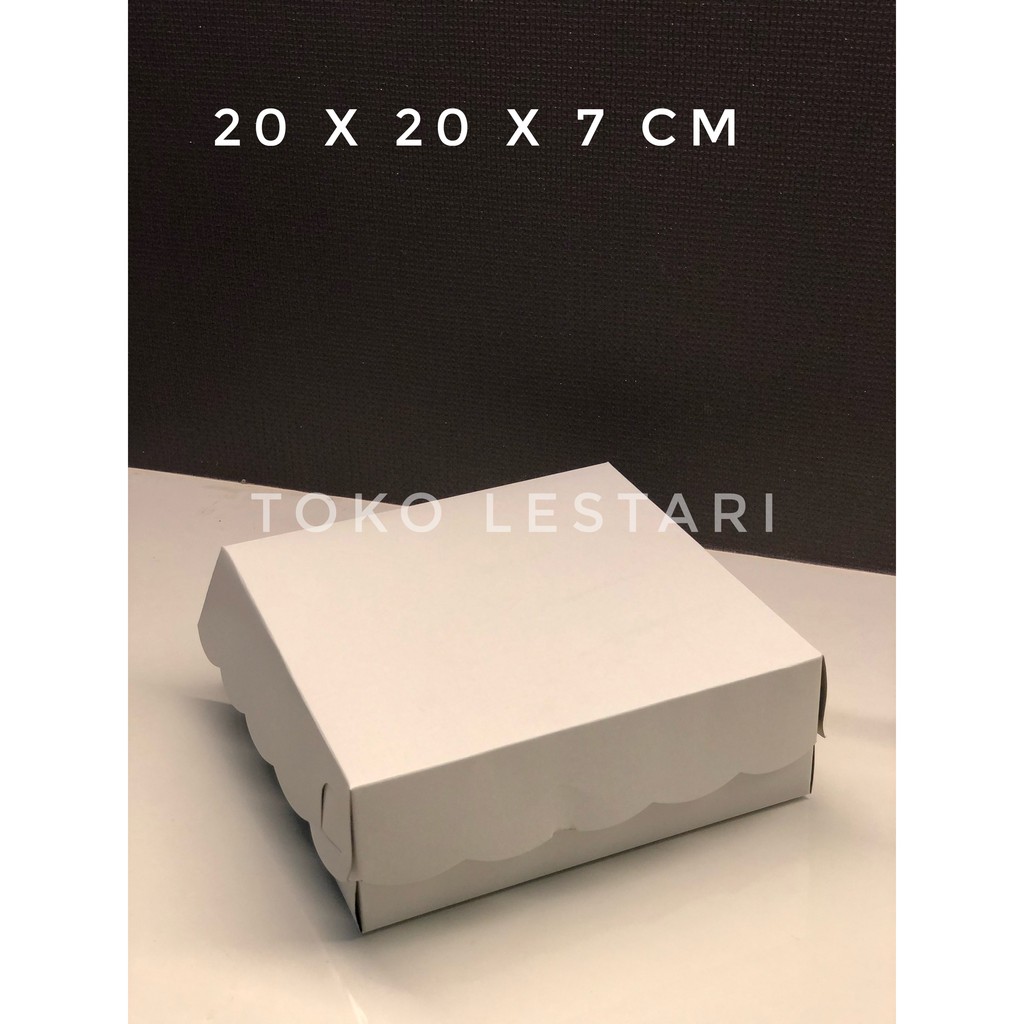 Box Kue Kotak Makanan Putih Polos 20 x 20 x 7 Cm Dus Duplex Box Nasi Kue Snack