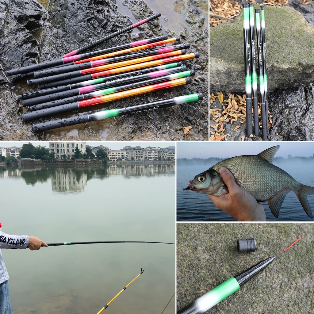 Joran Tegek Fishing Rod Dengan Harga Murah Telescopic Fishing Rod 2.7M-5.4M Kuat Merah Muda Hijau Kuning Portable Stream Fishing Rod 2.7M 3.6M 4.5M 5.4M Perjalanan Carp Rod untuk Air Tawar