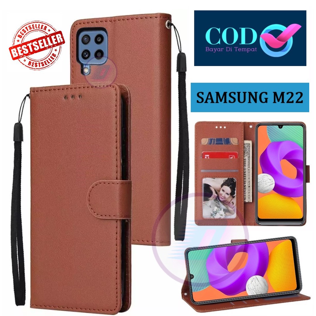 CASE UNTUK SAMSUNG GALAXY M22 FLIP LEATHER CASE PREMIUM-FLIP WALLET CASE KULIT