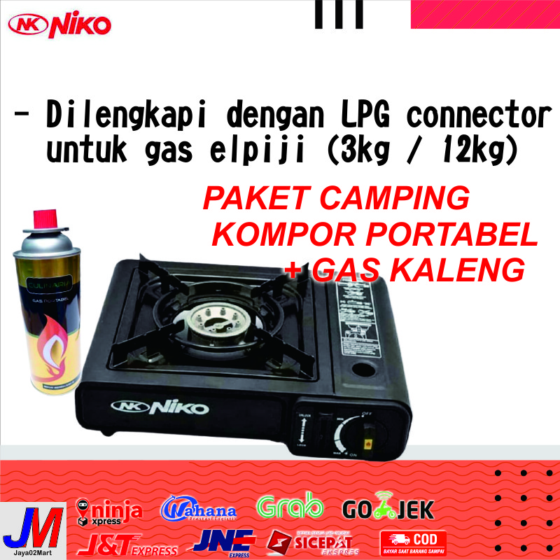 Paket Kompor Camping Gas Portable Niko 2 in 1 kemping dan Gas Kaleng Set Portabel