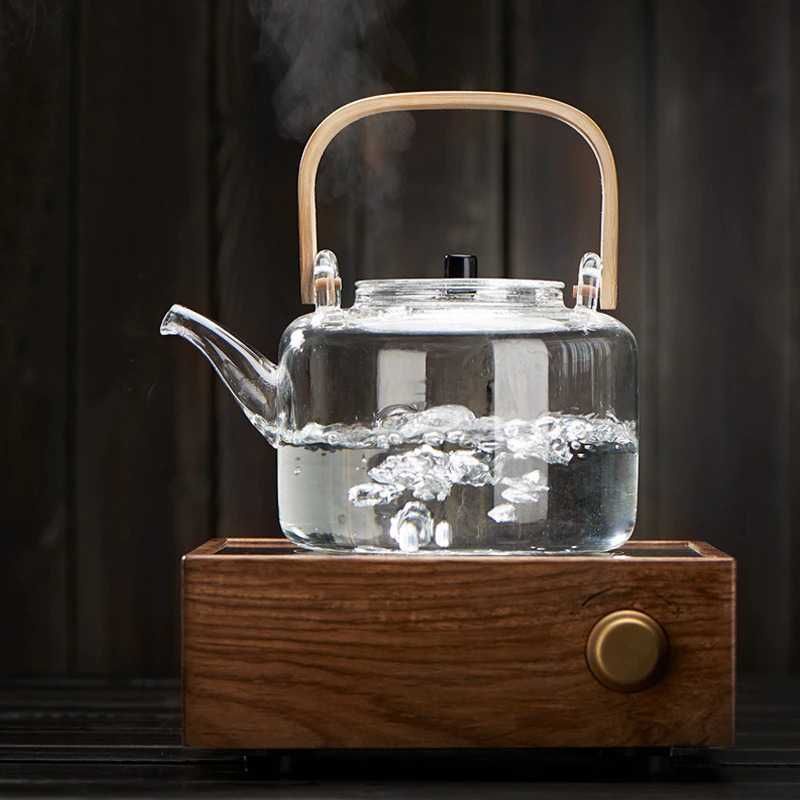 Teko Kaca 1.1 Liter Tahan Panas Teko Rebus Air Transparan Unik Kaca Modern Pitcher Teko Filter Tea P