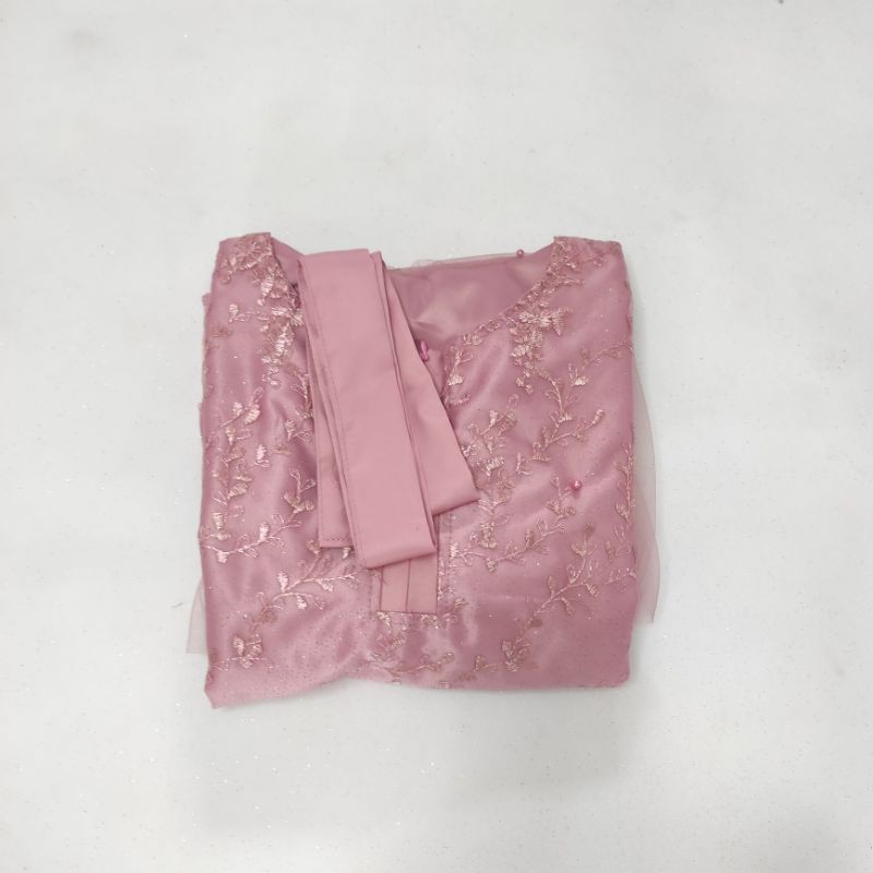 Lapak Solo - ( Ready Jumbo ) Alodia Dress Syari elsire Brokat Tule Mix Maxmara Full Belakang-ROSE PINK ld100