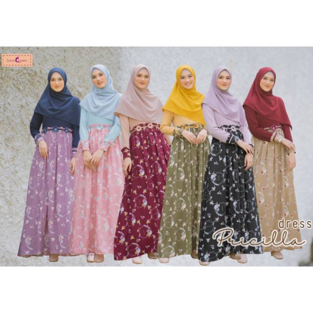 [SHONA] PRISCILLA DRESS BY EMMAQUEEN GAMIS MOTIF FLORAL GAMIS REMAJA KUALITAS ORI 100% DRESS BRANDED