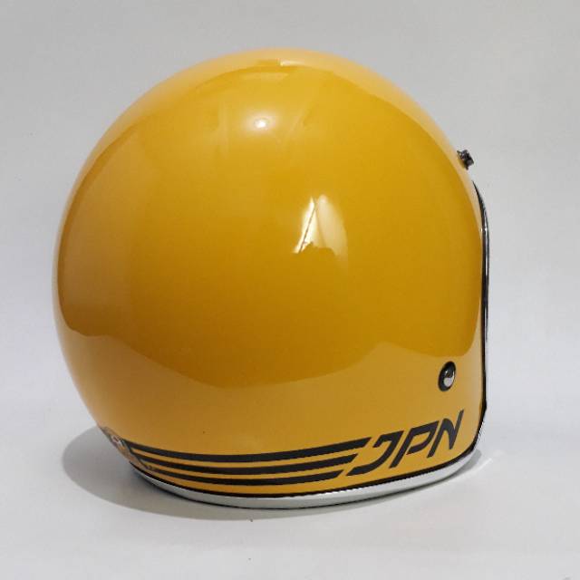 Helm Jpn Retro Kuning Gloss List Chrome/croom