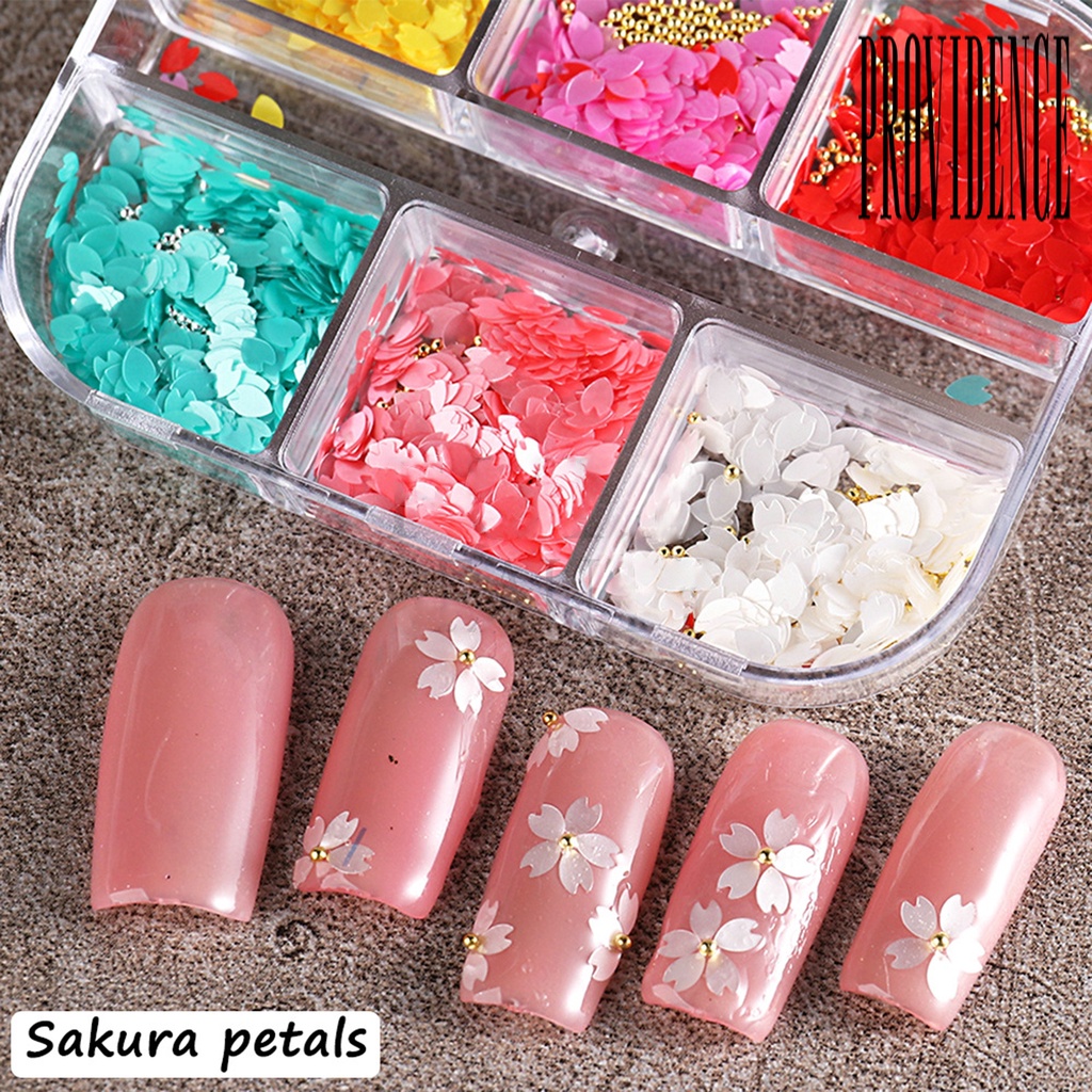 Providence 1 Kotak Daun Bunga Sakura Bahan Resin Anti Air Untuk Dekorasi Nail Art DIY