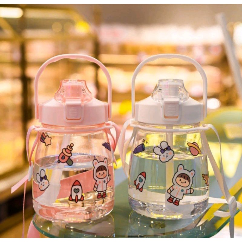 Botol Minum 1.3 Liter Bening /Botol Gemoy Bening VIRAL/Botol Anak Motivasi Big Belly Children's Cup 