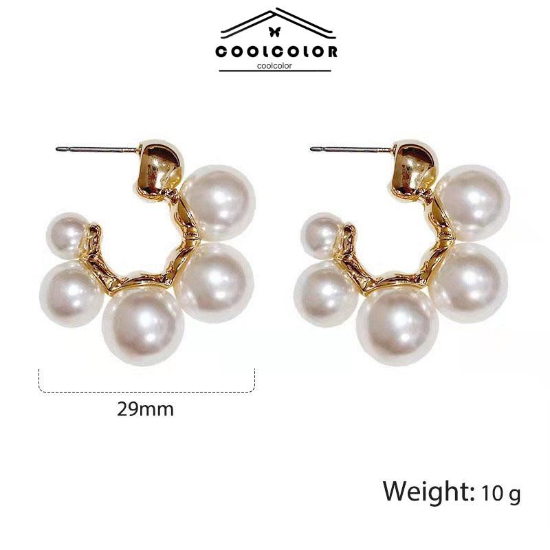 COD❤️1 Pasang Anting Stud Mutiara Pejantan Lingkara Anti Memudar Earrings panjang Aksesoris Wanita Fashion Tusuk Mewah Korea Gaya Rumbai