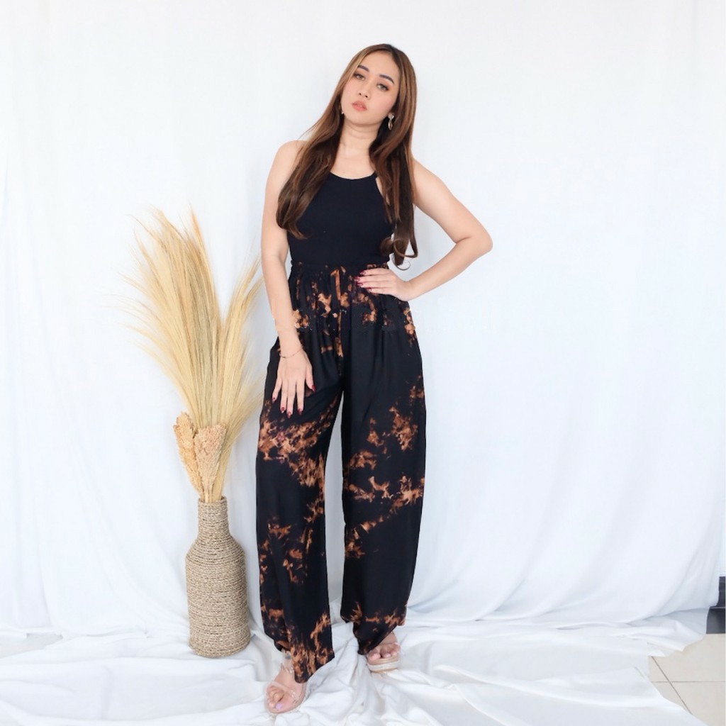 CELANA KULOT PANJANG TIE DYE BALI-BLACK SMOKE