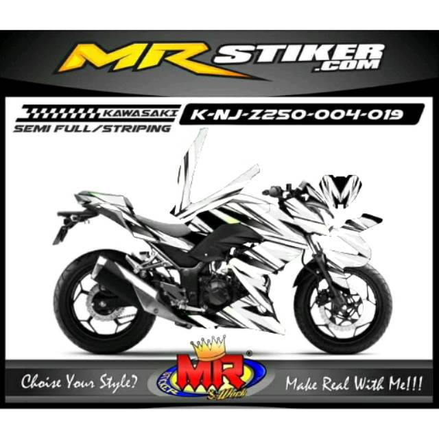 Decal Premium Ninja Z250 putih hitam Stiker Sticker Ninja Z 250 semi full teristimewa 01 spec A