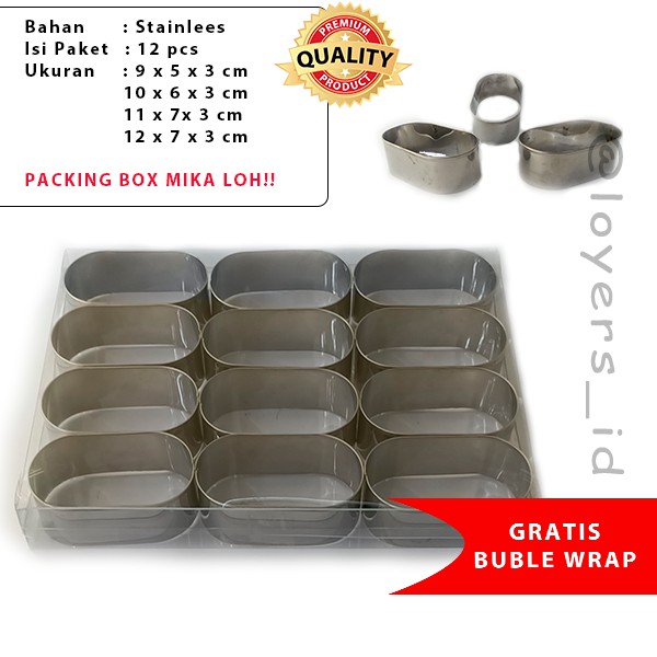 Ring oval | Cetakan kue | Ring burger | Ring cutter ukuran 9 10 11 12 cm Stainless