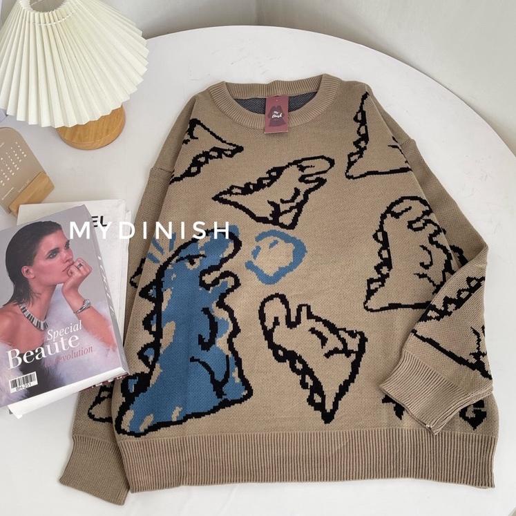 (MURAH) Dino Oversize Sweater Rajut Terbaru