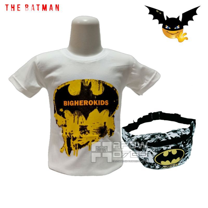 Baju kaos anak batmen gratis waistbag - baju anak